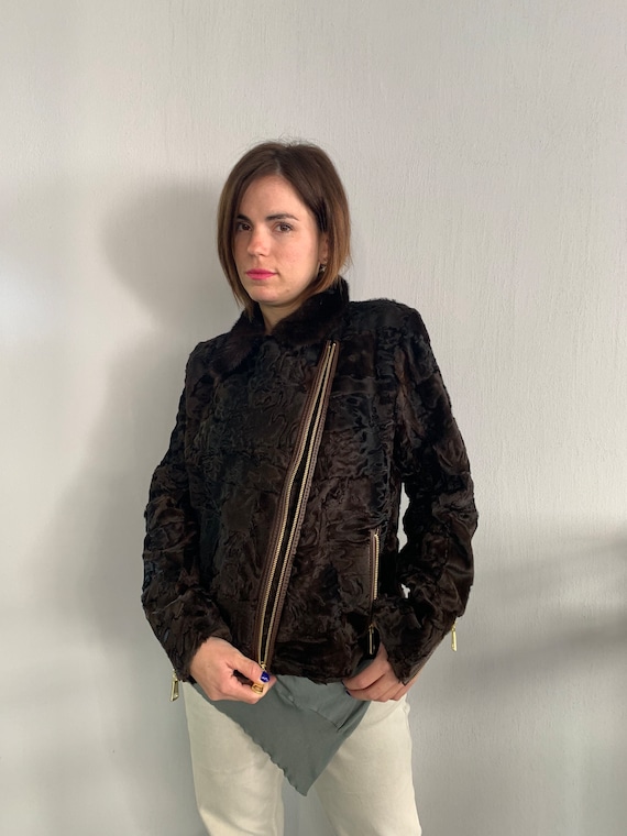 Mink biker deals jacket