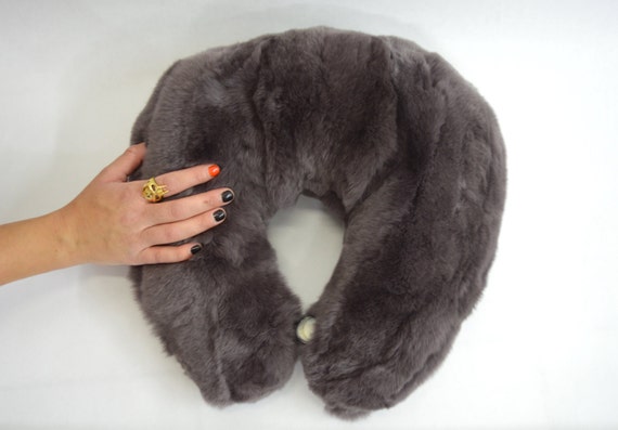 Real fur travel pillow cervical support 