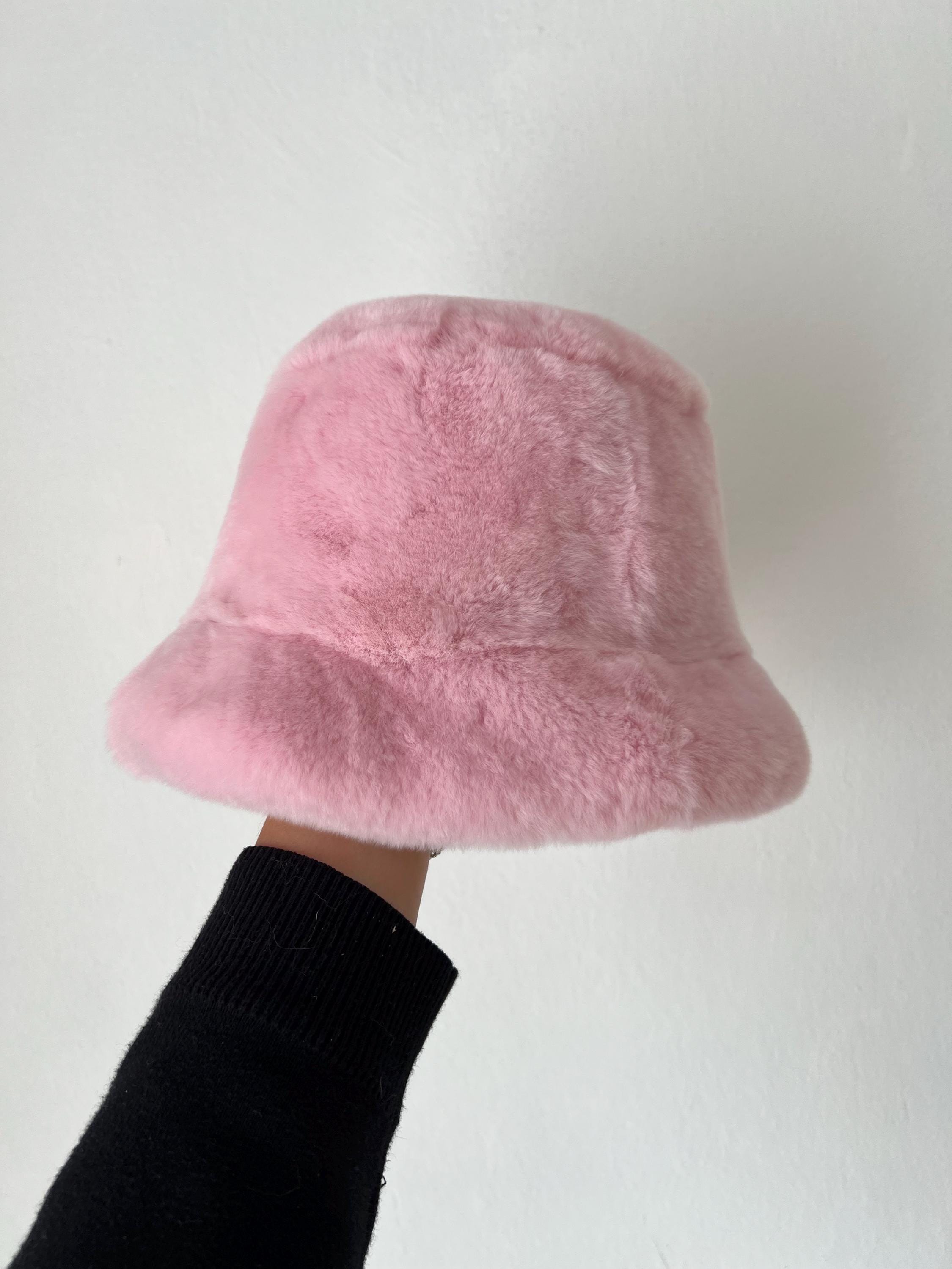 Burgundy Mink Fur Bucket Hat: Handmade Rabbit Fur With  display picture 1