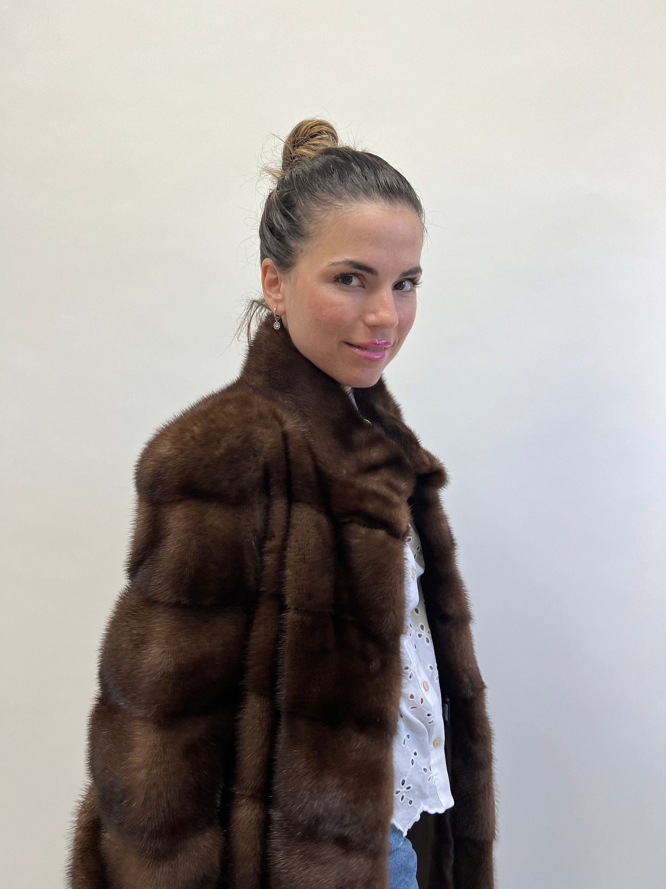 ブラウンミンクファーコート：フルスキンジャケット、Sサイズ - Etsy 日本