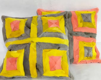 Colorful Sheared Fur Pillow Cover: Home Decor Cushion (15x15 inches)