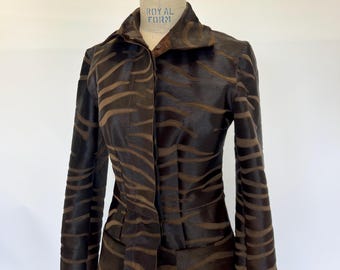 Burgundy Hair-On Leather Coat: Handmade Cavallino Calf Jacket