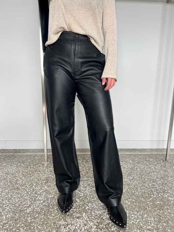 Black Nappa Lamb Leather Trousers: Handmade Zip up Pants - Etsy