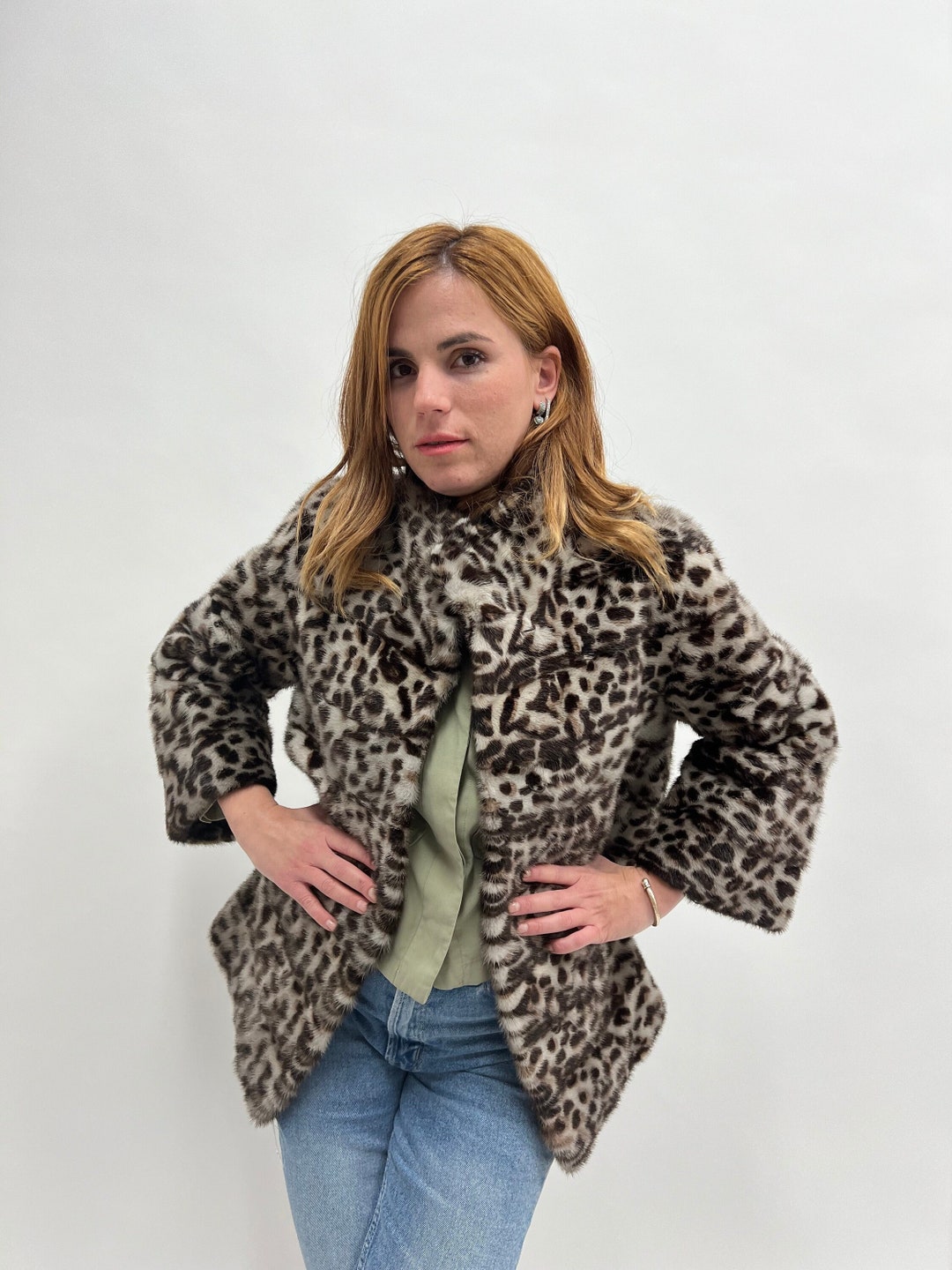 Leopard Minc Leopard Print Mink Fur Jacket: Animal Stamp Brown Full Skin Coat - Etsy