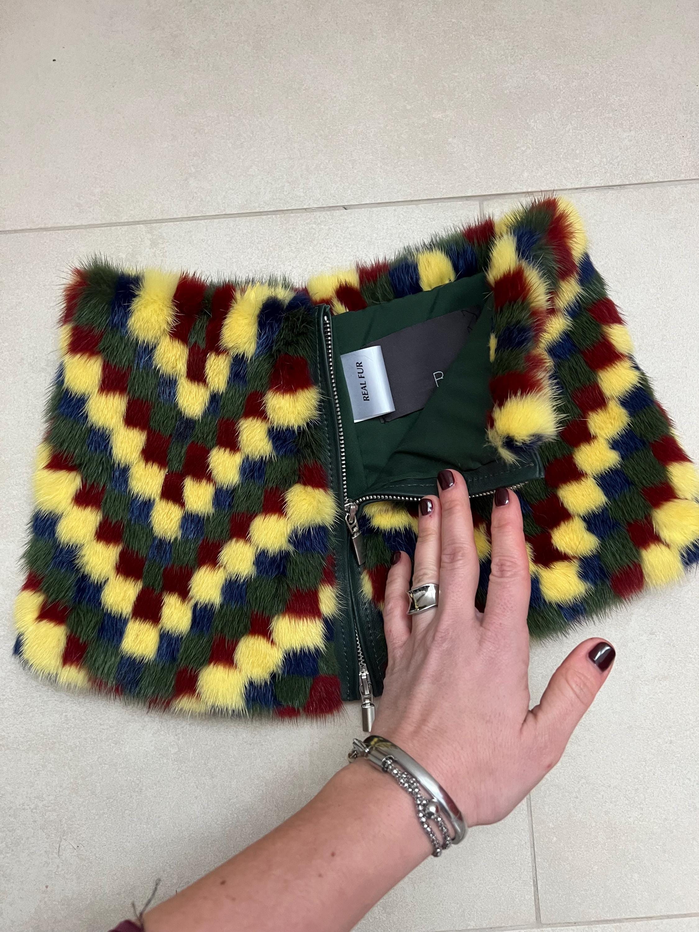 Real mink fur cowl,infinity fur scarf in pixelated mink technique, two way zipped loop mink scarf, fabulous and one of a kind luxury gift.