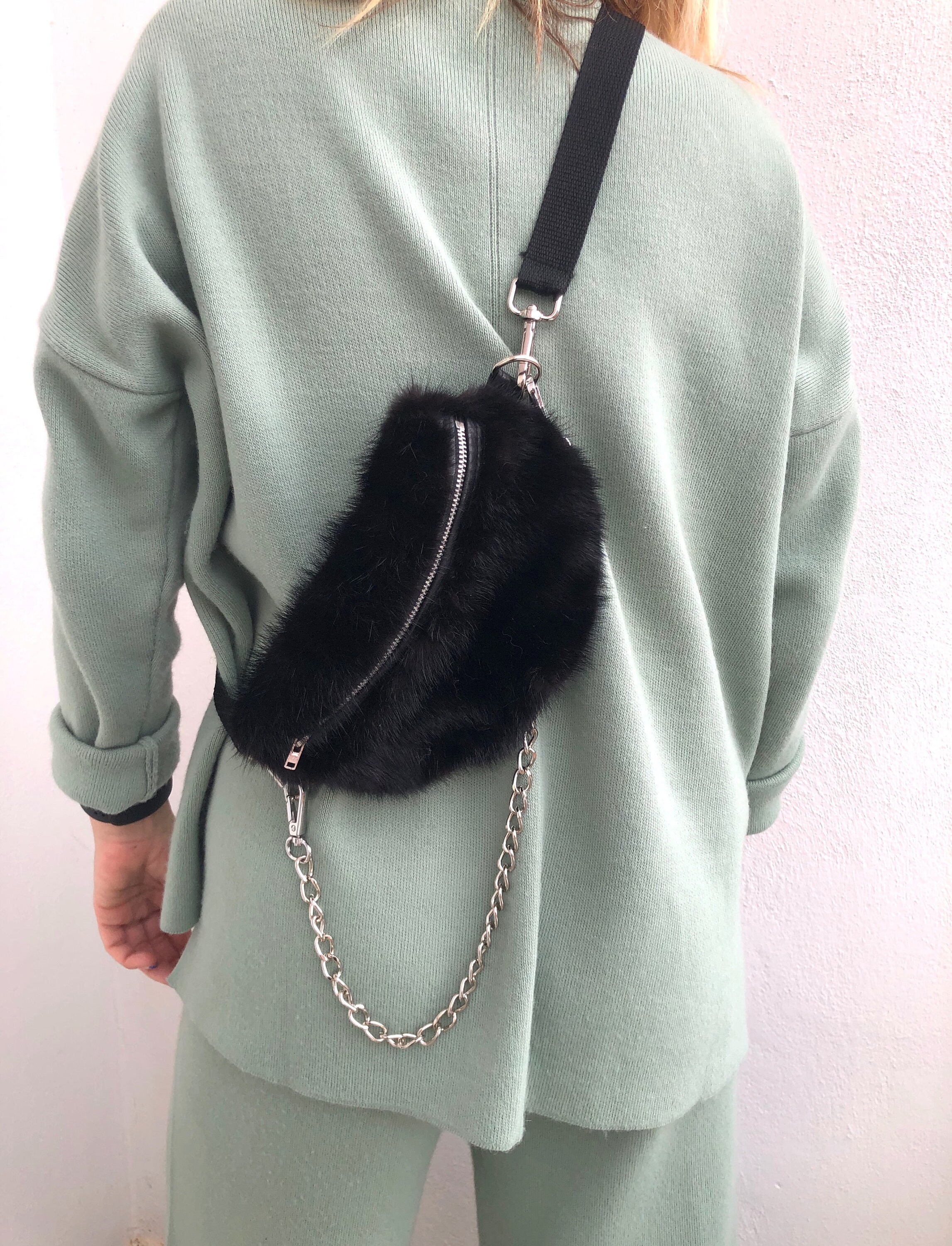 Multicolor Mink Fur Backpack Real Mink Fur Bag Luxury -  Denmark