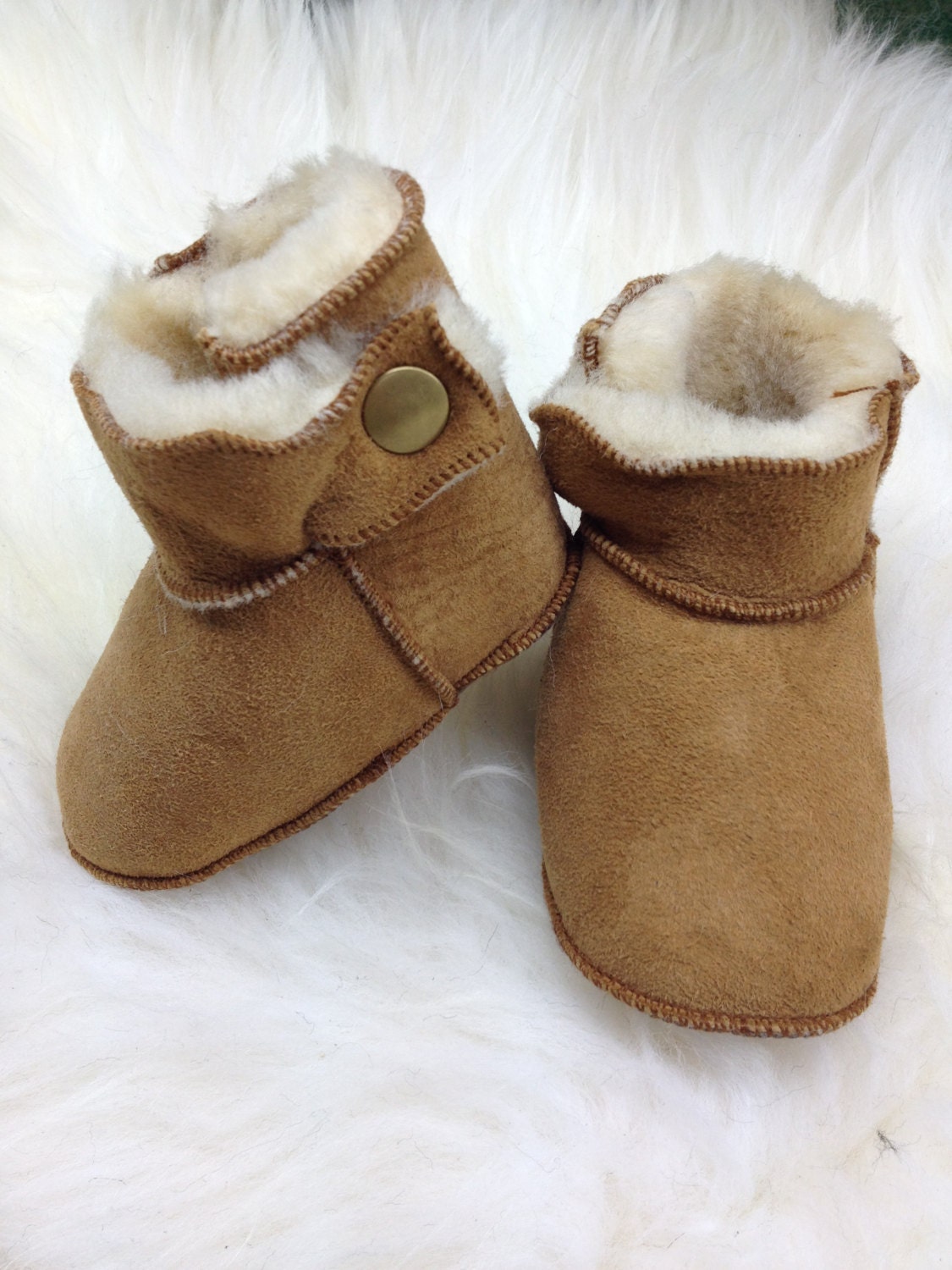 Leather Boots with Elastic, for Baby Girls - camel, Shoes