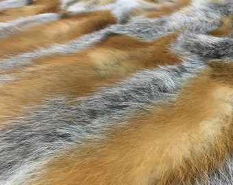 Red Canadian Fox Fur Throw Blanket: Decorative Fur Rug (55.12x27.56 inches)