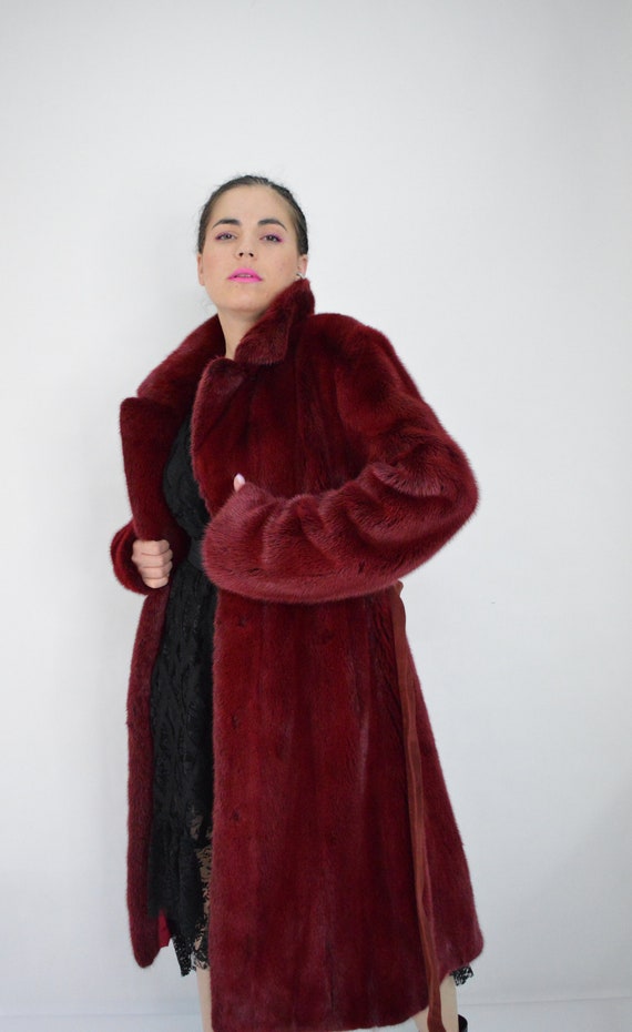 Cherry red fur coats