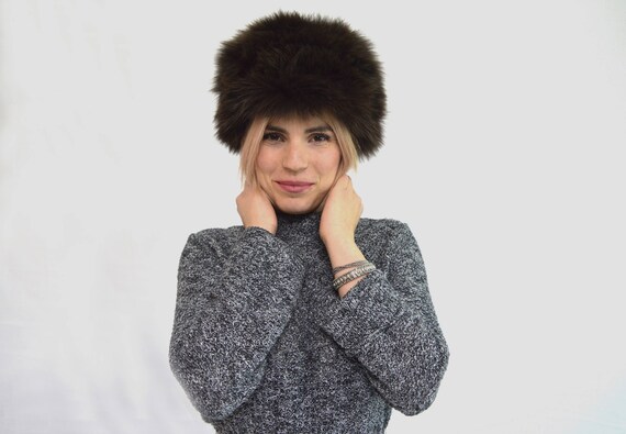 Vintage Real Fox Fur Hat Made Italy Olive Brown Cossack Winter Hat Real Vintage Fur Hats - Etsy main image 4