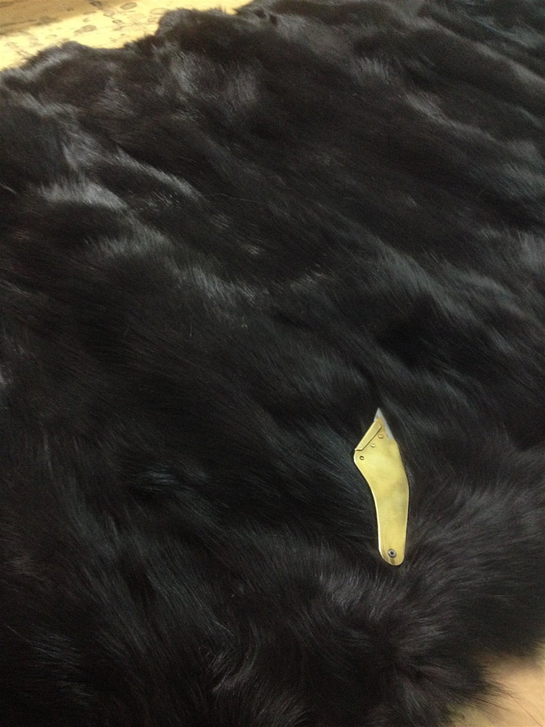 Real fox fur throw real fur fur blanket Black fox fur Etsy