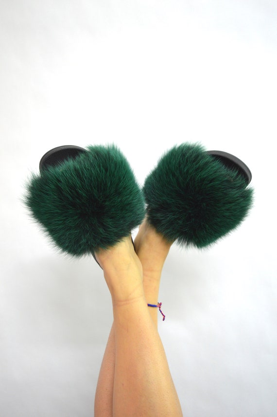 real fur slippers