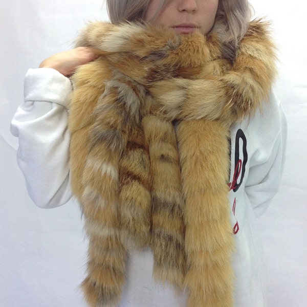 Real camel fox fur scarf , wrap, collar pelt .