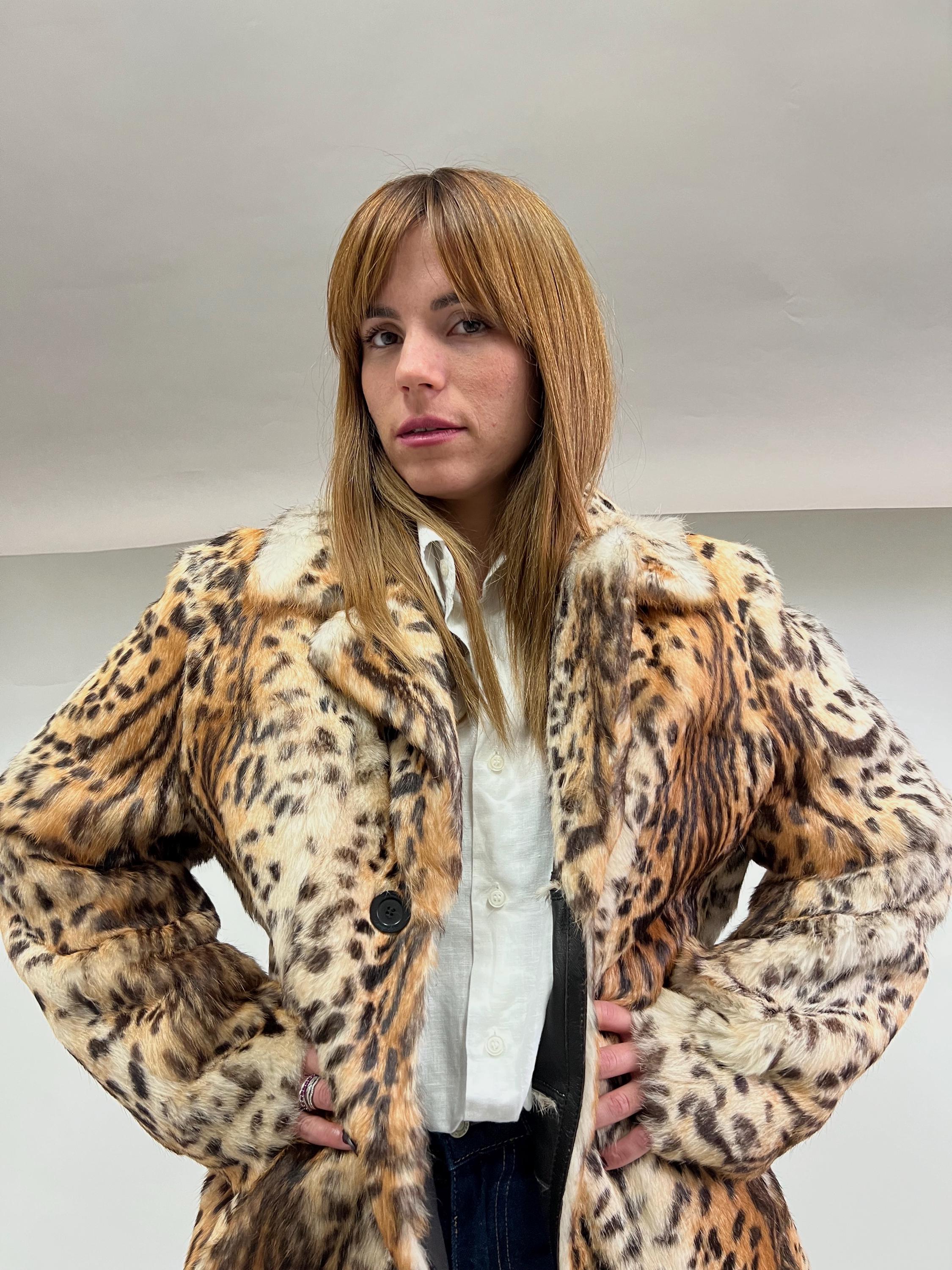 Veste Réversible Shorty Velours Noir Imprimé Léopard - Taille M, Neuf Sans étiquettes