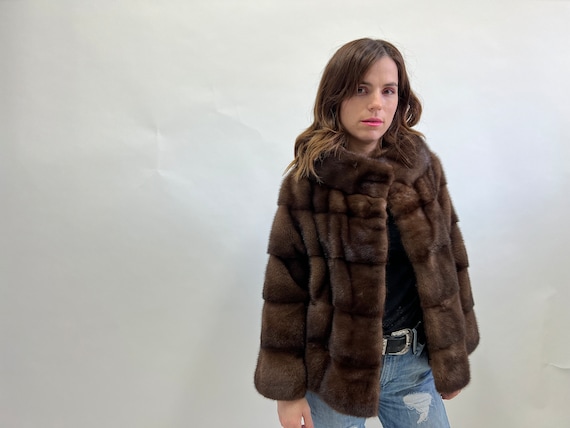 Brown Mink Fur Jacket: Handmade Saga Mink Coat