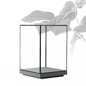 14x14x21 cm (5,5x5,5x8,3 inches)-Glass Display Showcase for jewelry, fossils, or precious objects-tabletop-urban gray
