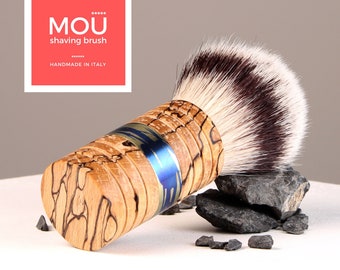 Scheerkwast geanodiseerd titanium - scheerkwast beukenhout - 24 mm synthetische knoop