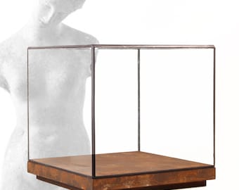 21x21x21 cm (8.25x8.25x8.25 inches) - Glas Vitrinen Vitrine - Tabletop - Rostoxidation