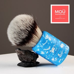 Blue Terrazzo - Handmade Concrete Shaving Brush - 24 mm Synthetic Knot