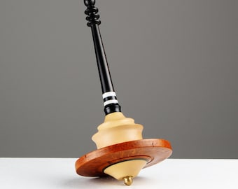 Handmade spinning top - Italian briar + boxwood + ebony wood