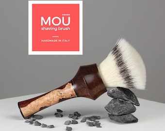 Ironwood + Ironwood Burl - Handmade Shaving Brush - 24 mm Fan Shape Synthetic Knot