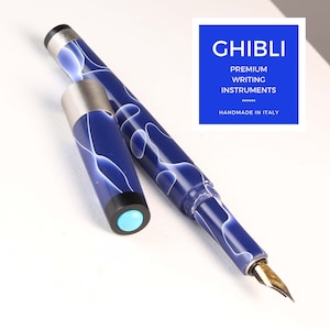 Blue Acrylic Fountain Pen Collection - stainless steel band