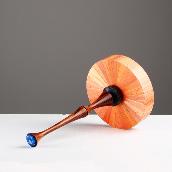 Orange spinning top - Straw Marquetry Technique