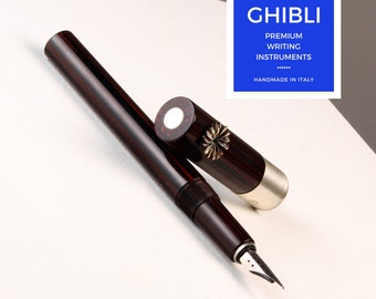 Collection de stylos plume Old Cumberland - Roller stop en nacre noire par Ghibli