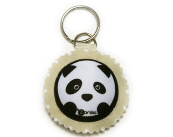 Porte-clés panda noir et blanc, petit coussin rond et rembourré