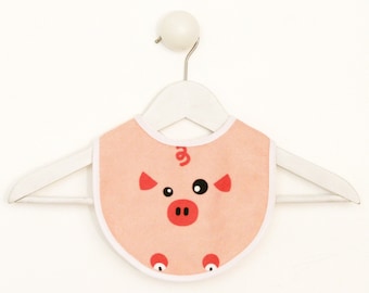 Pink Pig Bib, infant toddler bib, animal bib, baby shower gift, newborn gift