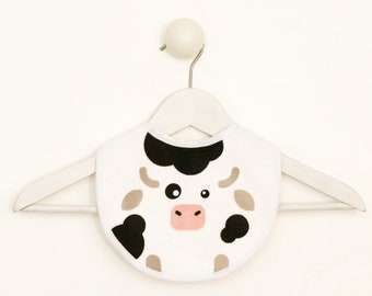 White and Black Cow Bib, infant toddler bib, animal bib, baby shower gift, newborn gift