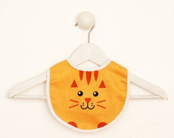 Yellow and Orange Cat Bib, infant toddler bib, animal bib, baby shower gift, newborn gift