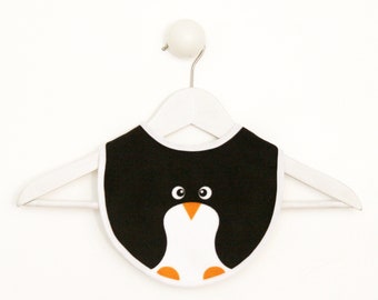 Black and White Penguin Bib, infant toddler bib, animal bib, baby shower gift, newborn gift