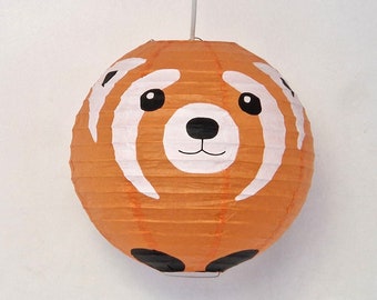 Lampion panda roux en papier de riz lanterne japonais décoration intérieure lampe panda roux chambre d'enfant et de bébé nurserie