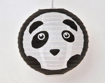 Lampion panda noir et blanc en papier japonais, lanterne en papier de riz, chambre de bébé et d'enfant, décoration intérieure