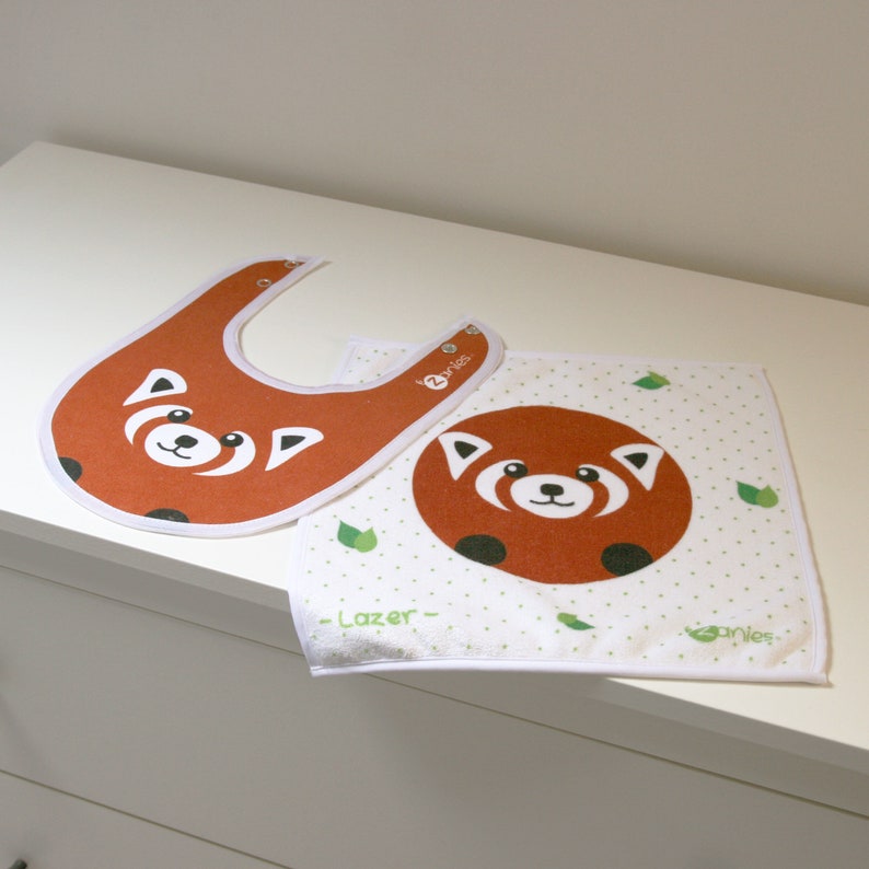 Essuie main panda roux, petite serviette pour bébé et petits enfants, serviette animal, cadeau de naissance image 3