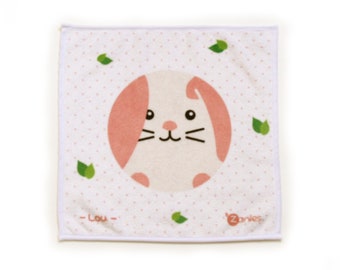 Essuie main lapin blanc et rose, petite serviette pour bébé et petits enfants, serviette animal, cadeau de naissance