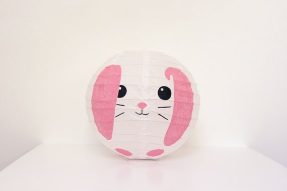 Pink And White Rabbit Japanese Paper Lampshade Etsy