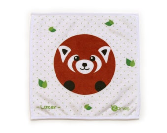 Essuie main panda roux, petite serviette pour bébé et petits enfants, serviette animal, cadeau de naissance