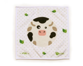 Essuie main vache noir et blanc, petite serviette pour bébé et petits enfants, serviette animal, cadeau de naissance