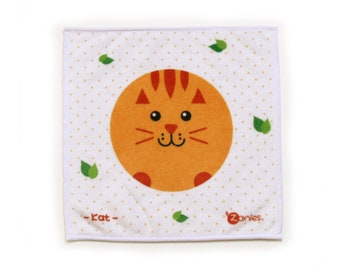 Essuie main chat orange, petite serviette pour bébé et petits enfants, serviette animal, cadeau de naissance