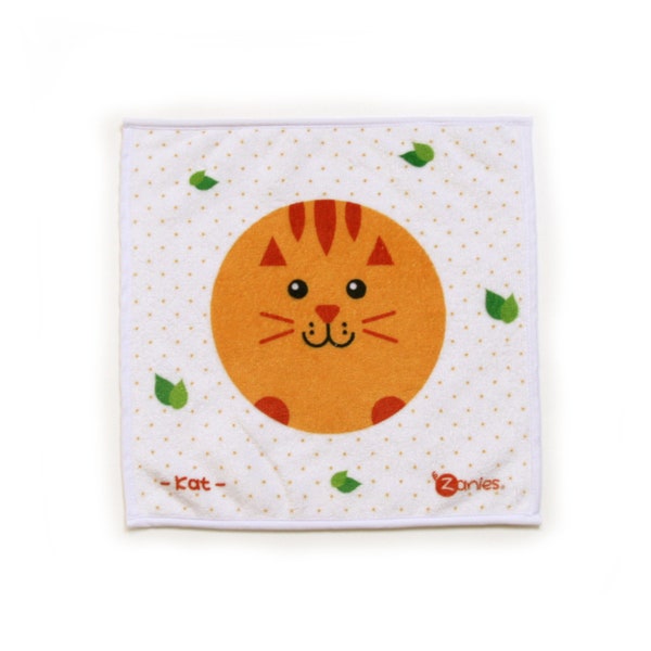 Essuie main chat orange, petite serviette pour bébé et petits enfants, serviette animal, cadeau de naissance