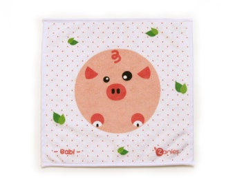 Essuie main cochon rose, petite serviette pour bébé et petits enfants, serviette animal, cadeau de naissance