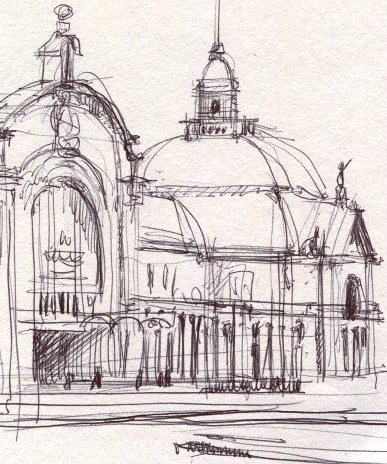 Architectural line drawing of Wiesbaden Station PRINT Wiesbaden city urban sketch on location by Catalina. image 3