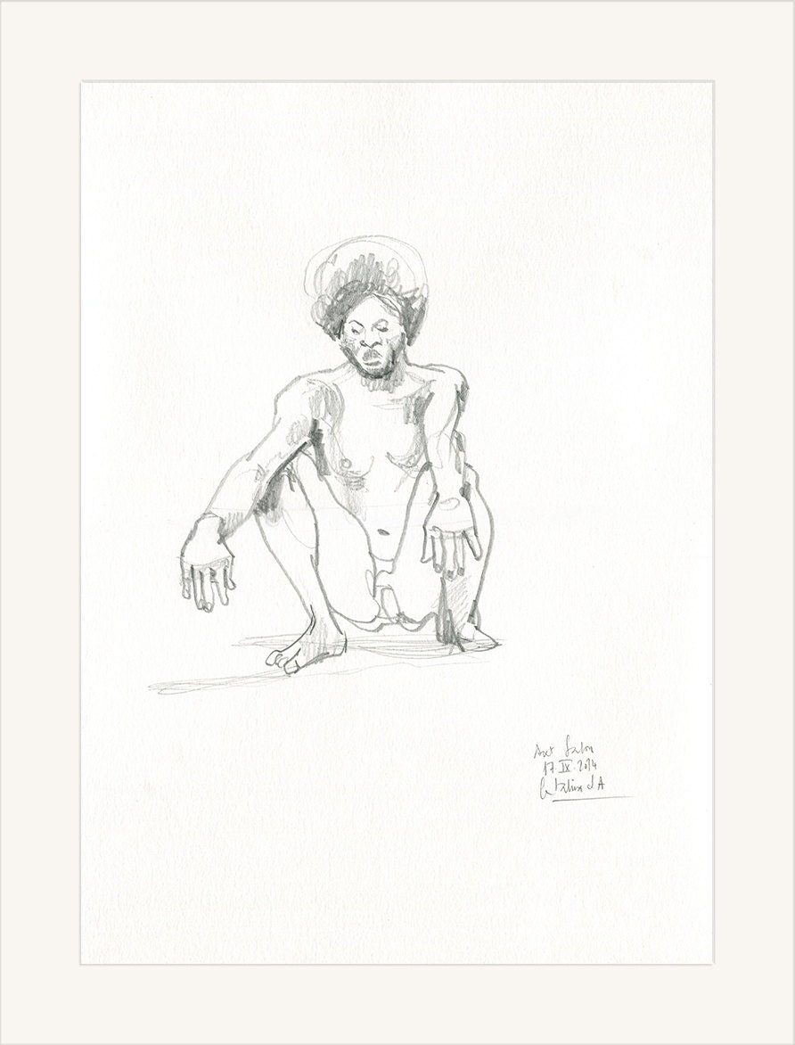 Hombre desnudos lápiz dibujo masculino desnudo Afro hombre