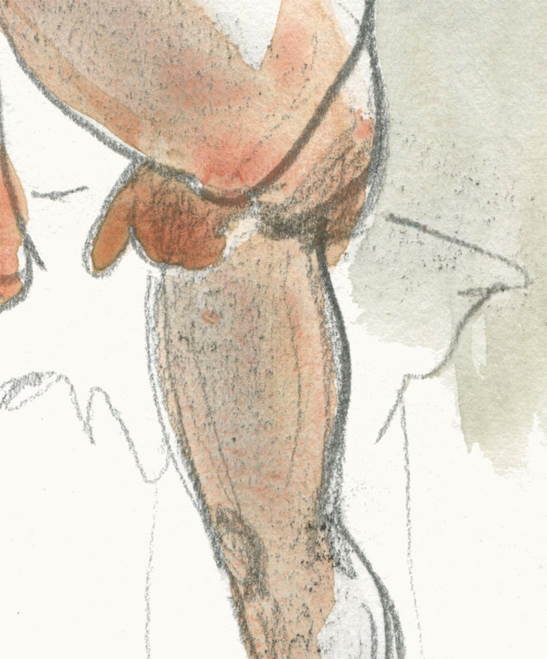 Männlichen Akt Zeichnung Druck Aquarell Zeichnung nach