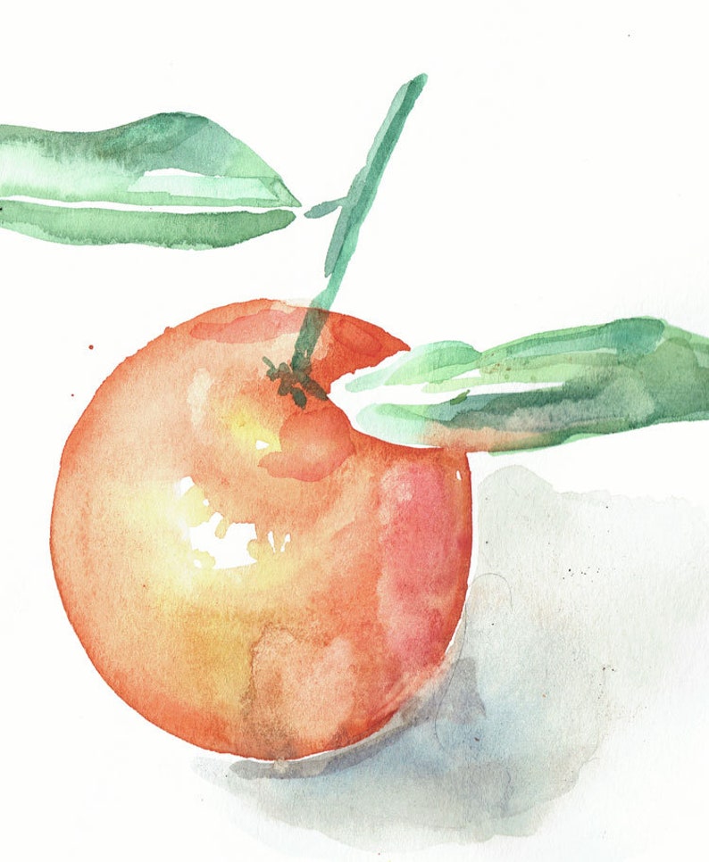 Tangerine Drawing N.3 ORIGINAL Watercolor Painting After Etsy