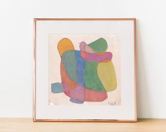 Pintura abstracta ORIGINAL 15x15 cm - N.° 3, técnica mixta cuadrada de Catalina Somolinos