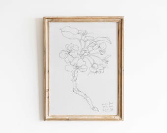 Dibujo original a lápiz, Flor de peral, papel A5 - 5,8" x 8,3", 14,8 x 21,0 cm