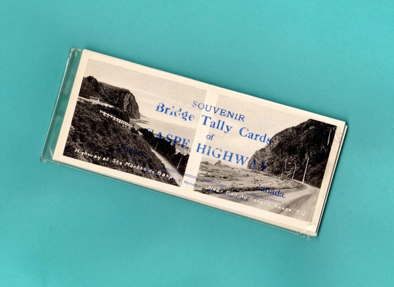 Vintage Souvenir Bridge Tally Cards Of Gaspe Highway Quebec Canada Set of 12 Cards Black White Photo Cards Card Table Game Mint
